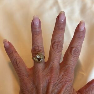 14kt yellow gold diamond cocktail ring.